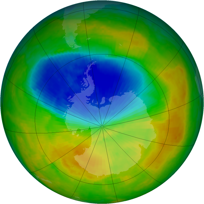 Antarctic ozone map for 28 October 2002